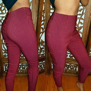 Red high waisted checkered pants